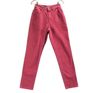 Lizwear Vintage High Waisted Mom Jeans 4R Raspberry Red 100% Cotton Tapered 90s